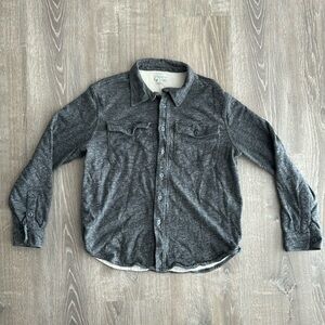 J. Crew Gray Thermal Lined Waffle Knit Long Sleeve Buttoned Down